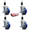 Service Caster 4'' Blue Poly Swivel 1-3/8'' Expanding Stem Caster Set with Brake, 4PK SCC-EX20S414-PPUB-BLUE-TLB-138-4 - alternate 4